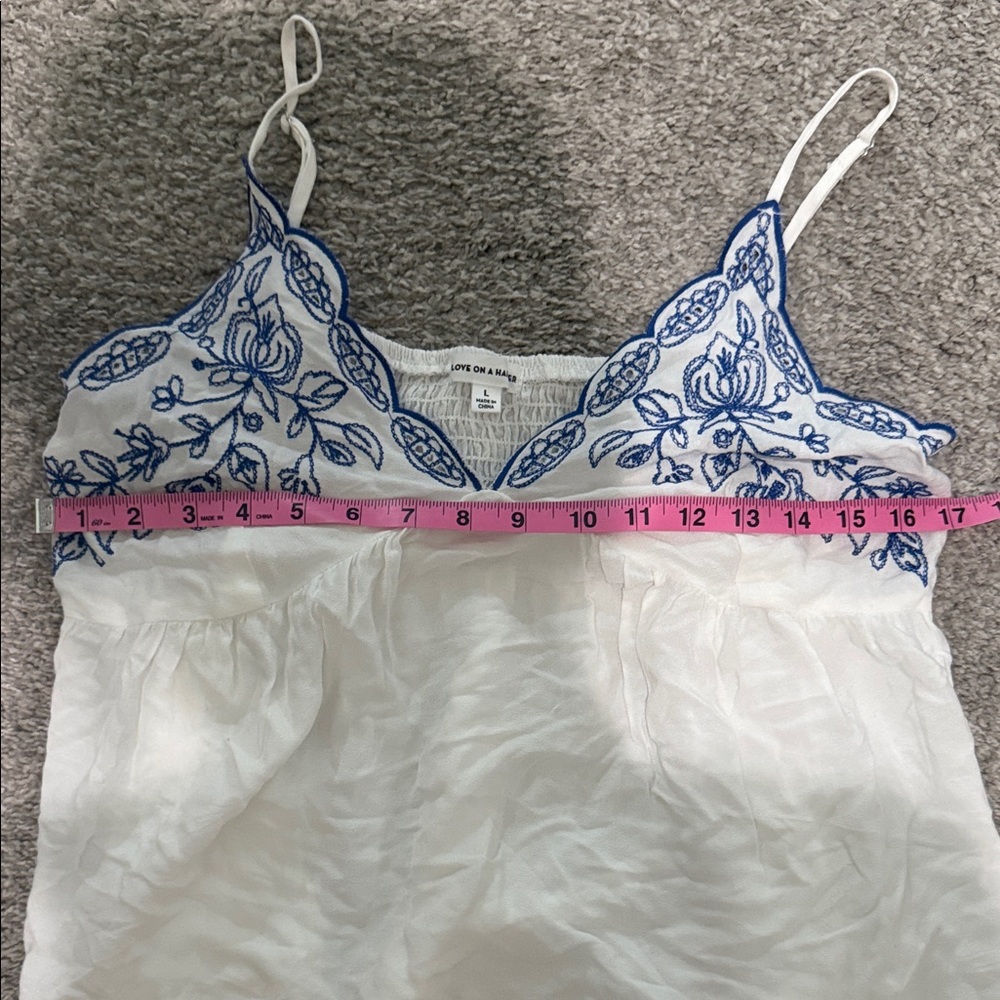 NWOT Love on a Hanger White Camisole with Blue Embroidery - Picture 2 of 4